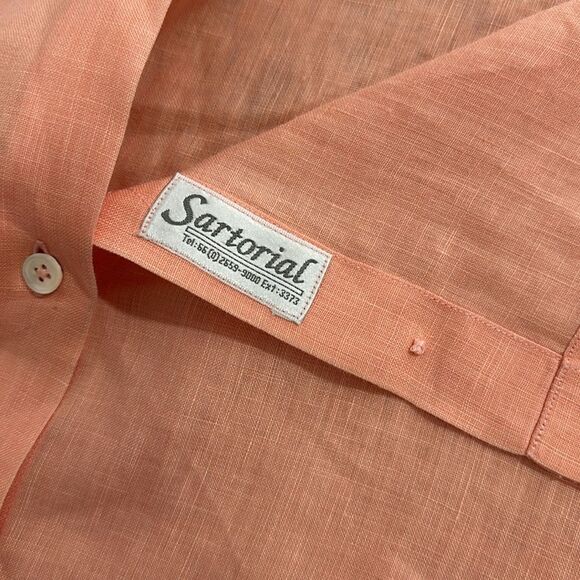 Sartorial Long Sleeve Banded Collar Button Down Shirt In Orange Size XL - Picture 5 of 7